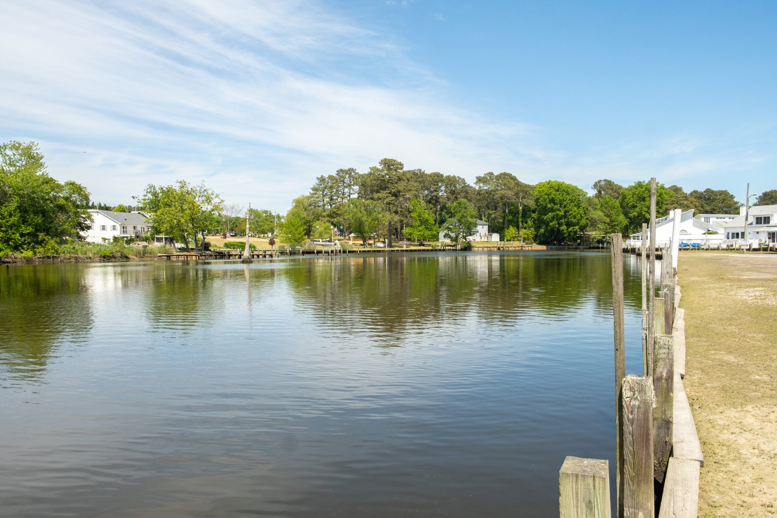 community park with wide green lawn, mature trees, and scenic views
